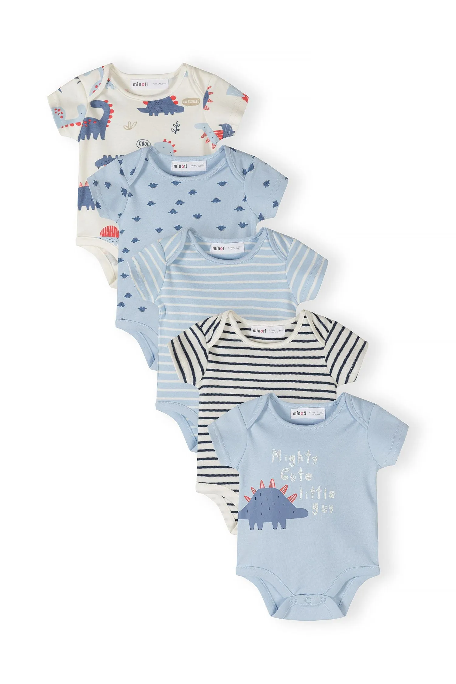 Minoti 44538 body 5-pak lyseblå bomuld til baby