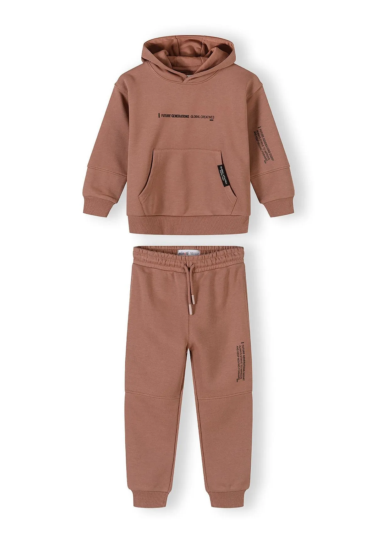 Minoti 44781 joggingtøj hoodie cognac bomuld
