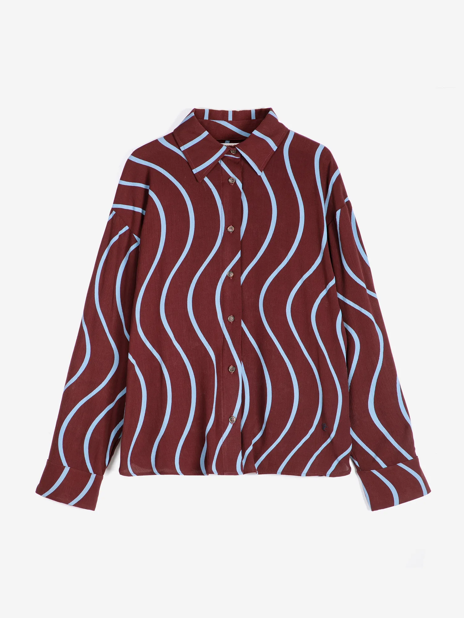 Bobo Choses Psicodelic Stripes skjorte S bordeaux viskose