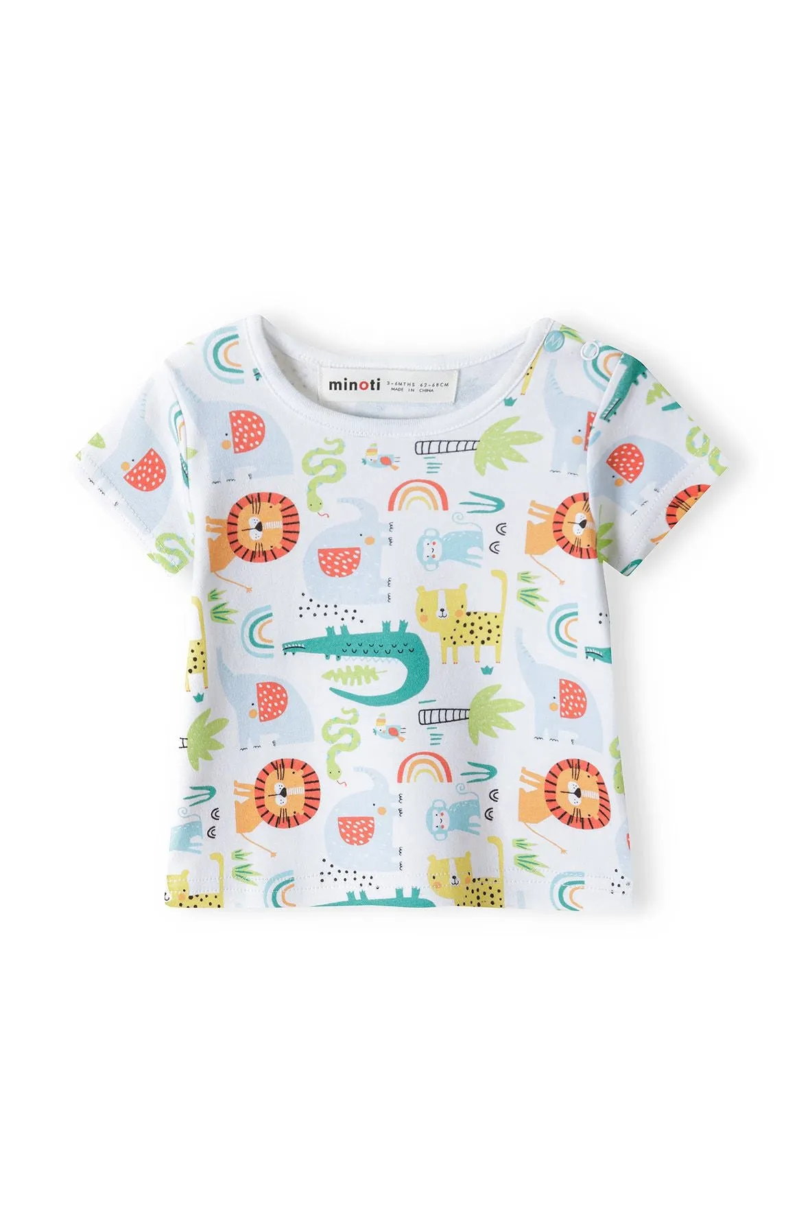 Minoti 38025 t-shirts 2-pak hvid dyreprint