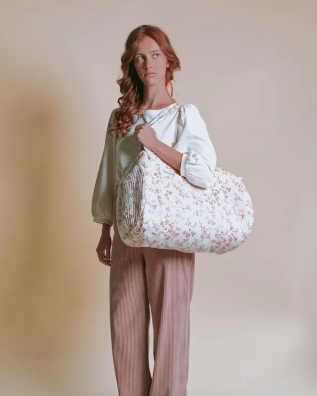 Emile et Ida Voyage weekendtaske blomstret ecru