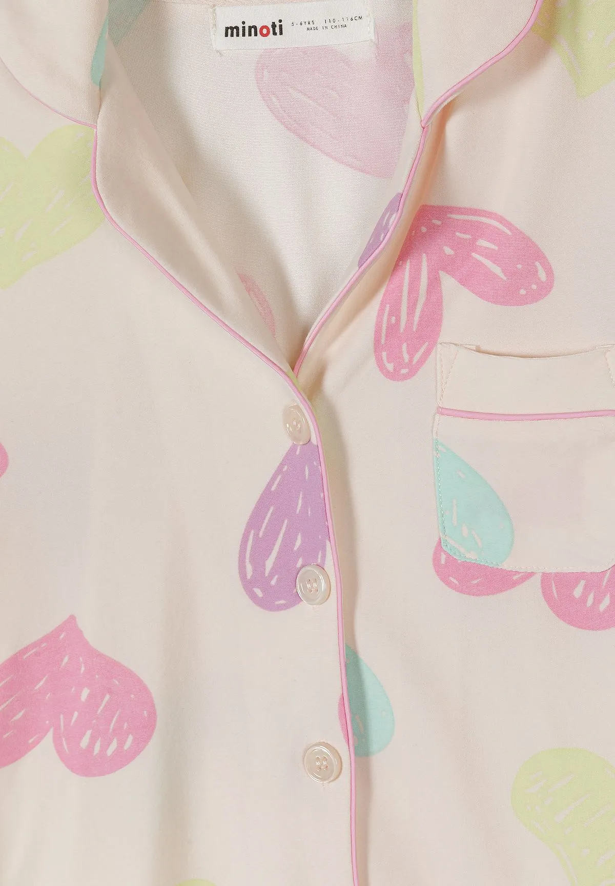 Minoti 44904 pyjamas creme hjerteprint