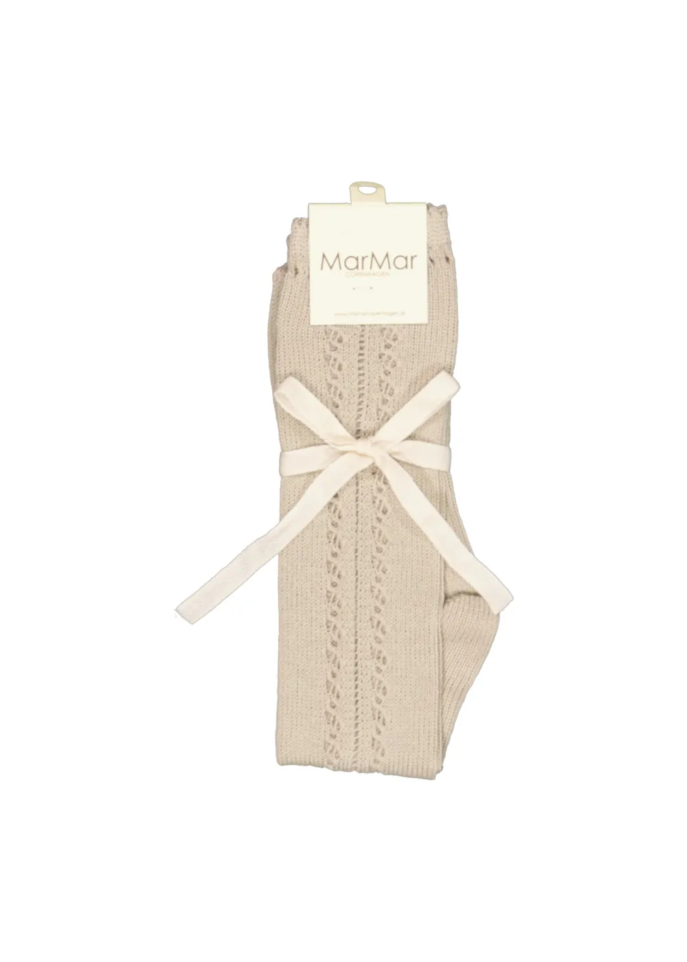 MarMar Copenhagen Knee Socks Pointelle knæstrømper Warm Pearl beige
