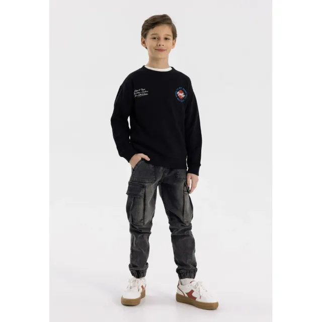 Minoti 42557 sweatshirt sort oversized broderi