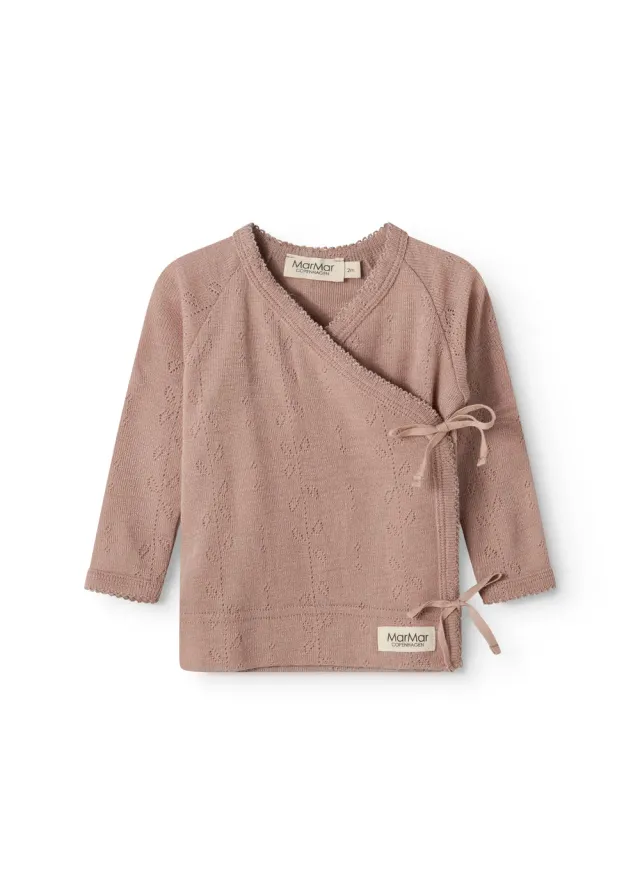 MarMar Tut Wrap LS uldbluse Burnt Rose pointelle