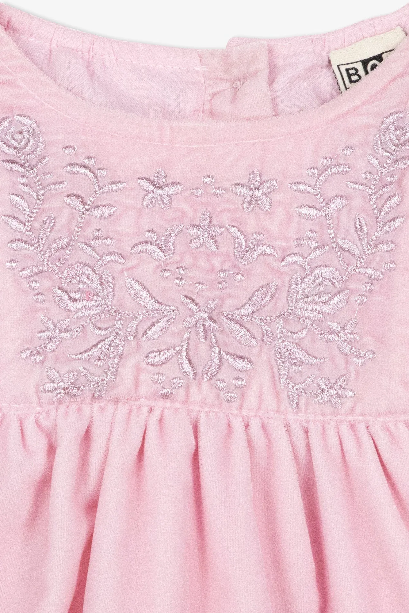 Bonton Daisy Rose Bacon kjole lyserød fløjl baby