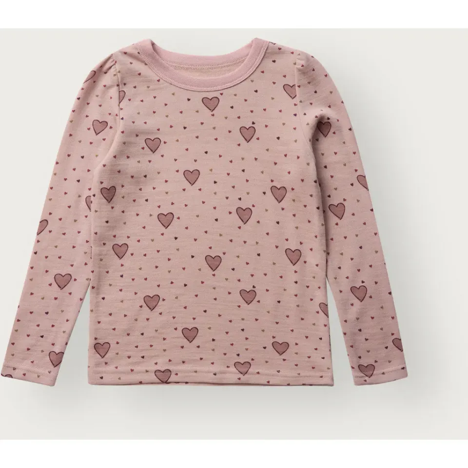 Hust & Claire Abba Hearts Puff langærmet bluse Dusty Rose