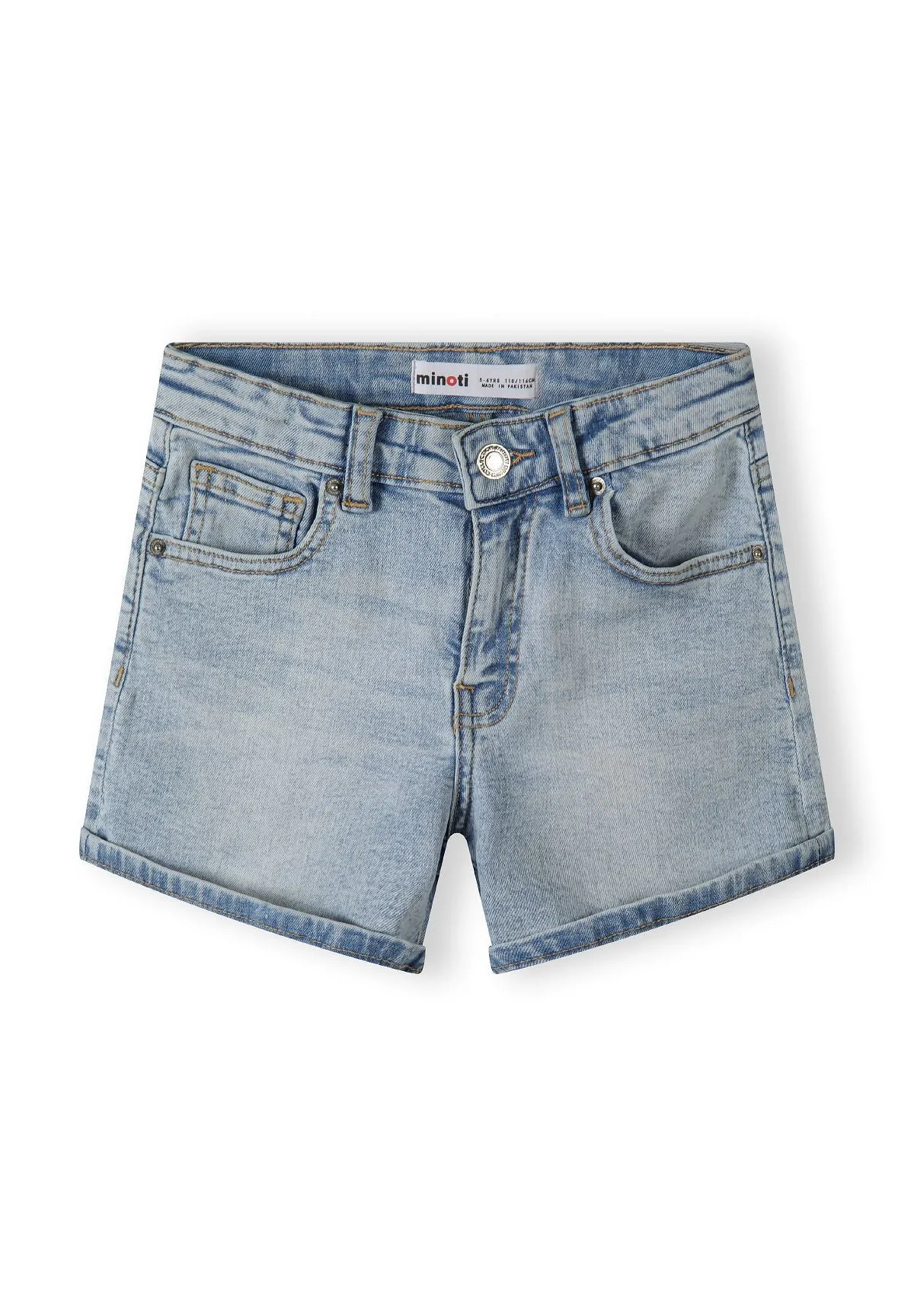 Minoti 42726 denimshorts lyseblå høj talje pige