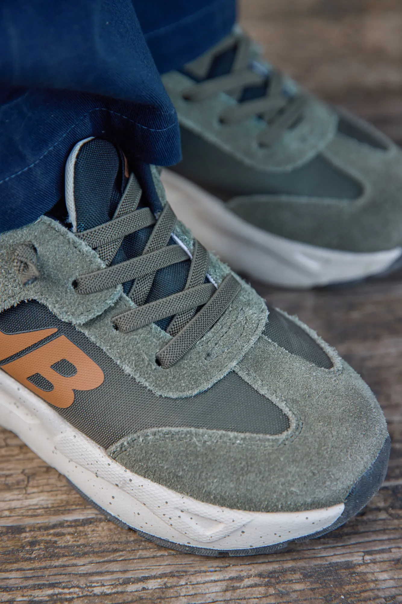 Bonton Yard sneakers kaki hvide snøre børn