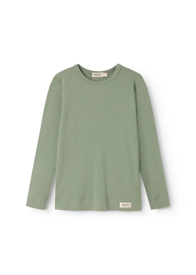 MarMar Plain Tee LS t-shirt Frosted Green modal strækbar