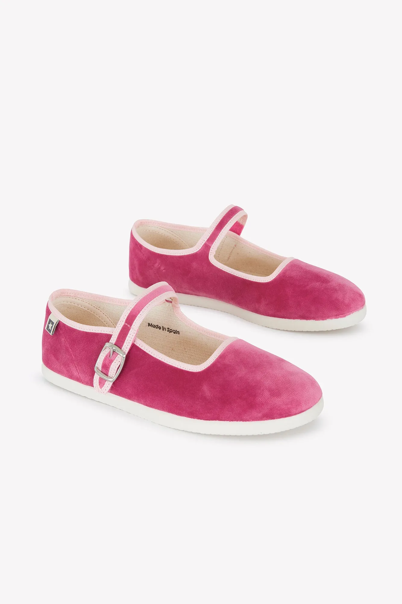 Bonton Jane Faroe ballerinasko rosa velour velcro