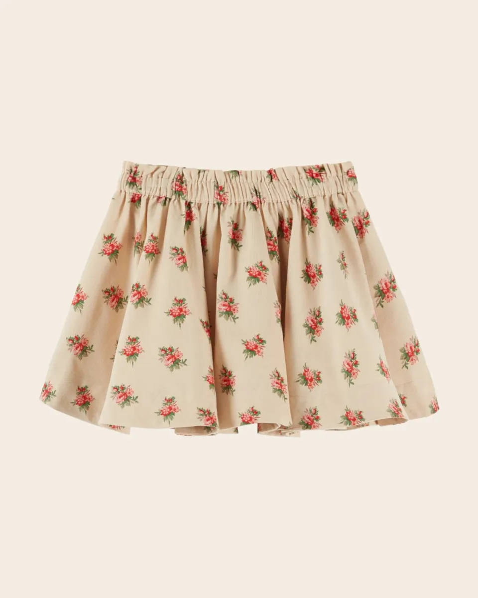 Emile et Ida nederdel beige blomstret fløjl