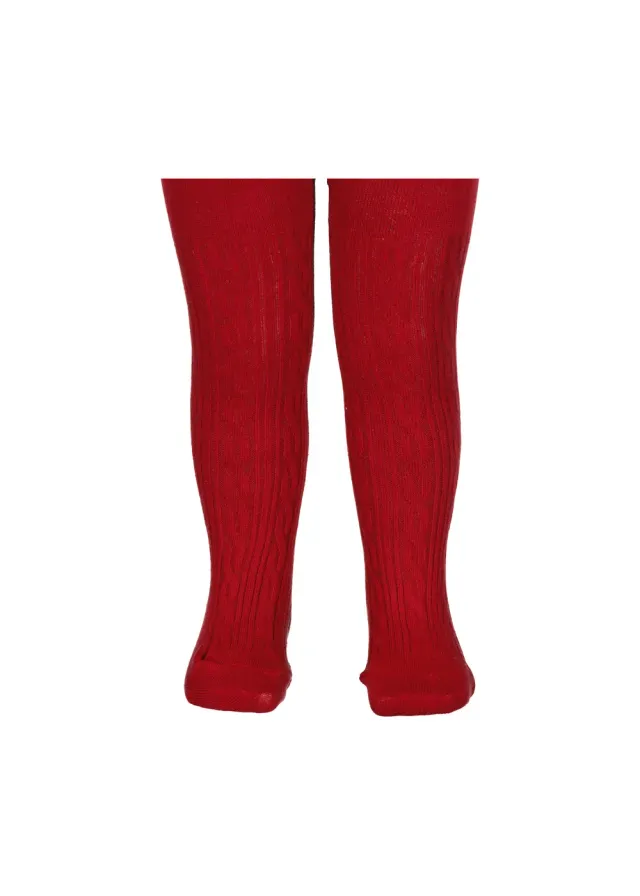MarMar Cable strømpebukser Hibiscus Red kabelstrik