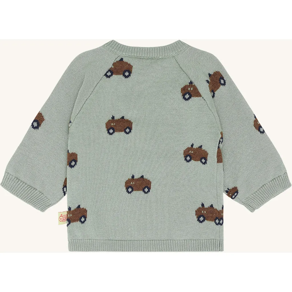 Hust & Claire Call Jacquard cardigan Forest Fog bomuld