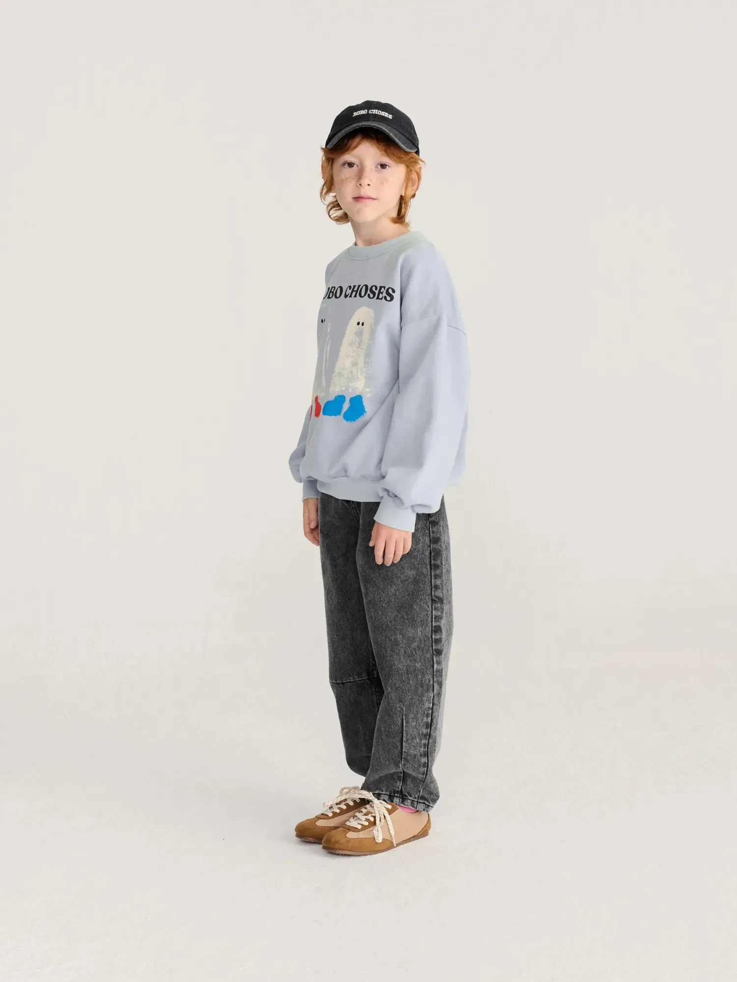 Bobo Choses Booty Ghosts sweatshirt lyseblå økologisk bomuld