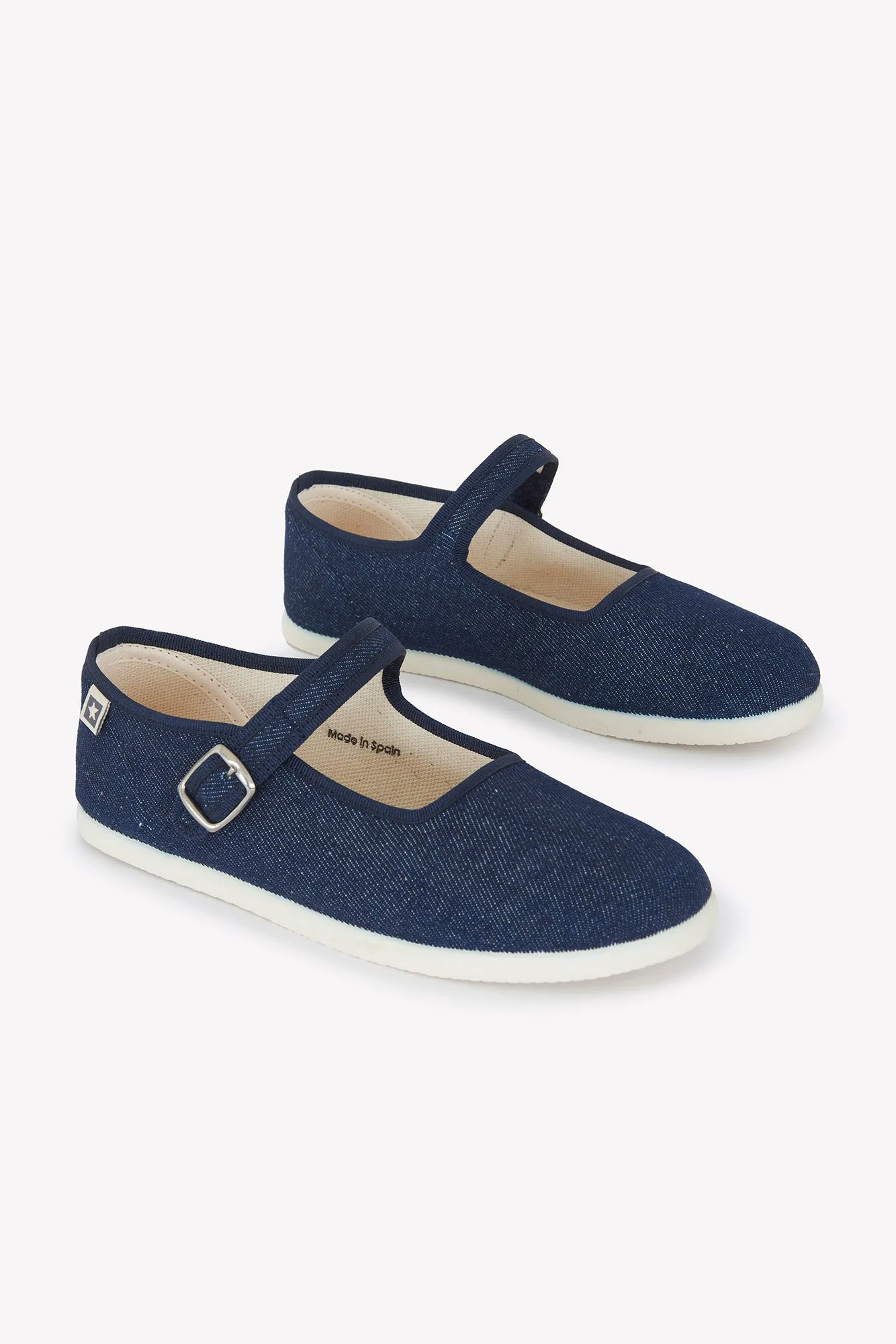 Bonton Jane ballerinaer denim mellemblå