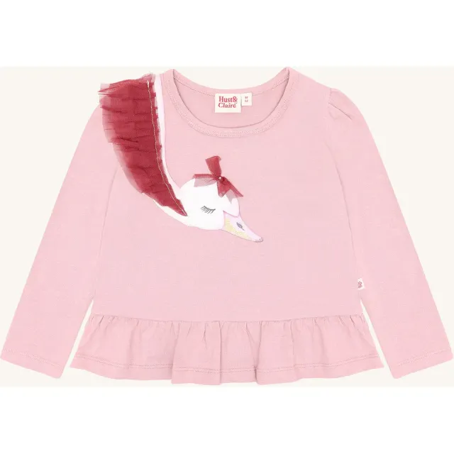 Hust & Claire Alma Swan langærmet bluse Heather bomuld