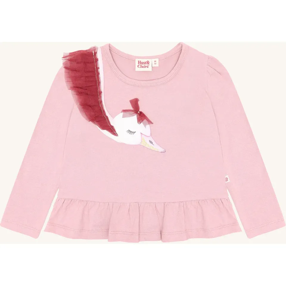 Hust & Claire Alma Swan langærmet bluse Heather bomuld
