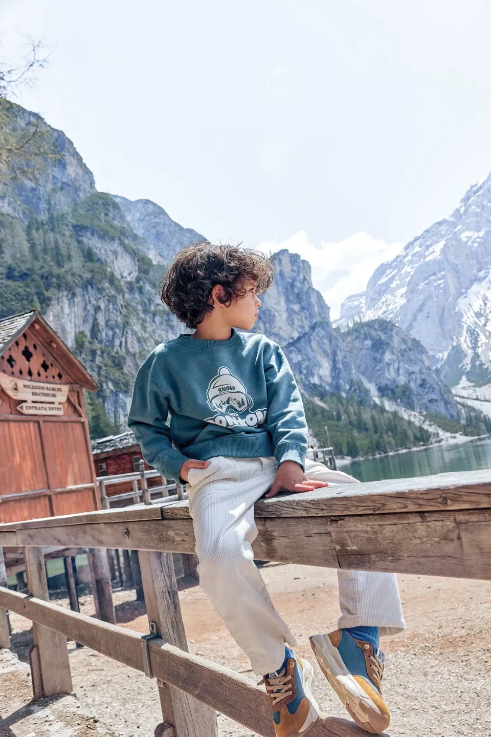 Bonton Smile Snow sweatshirt blå bomuld