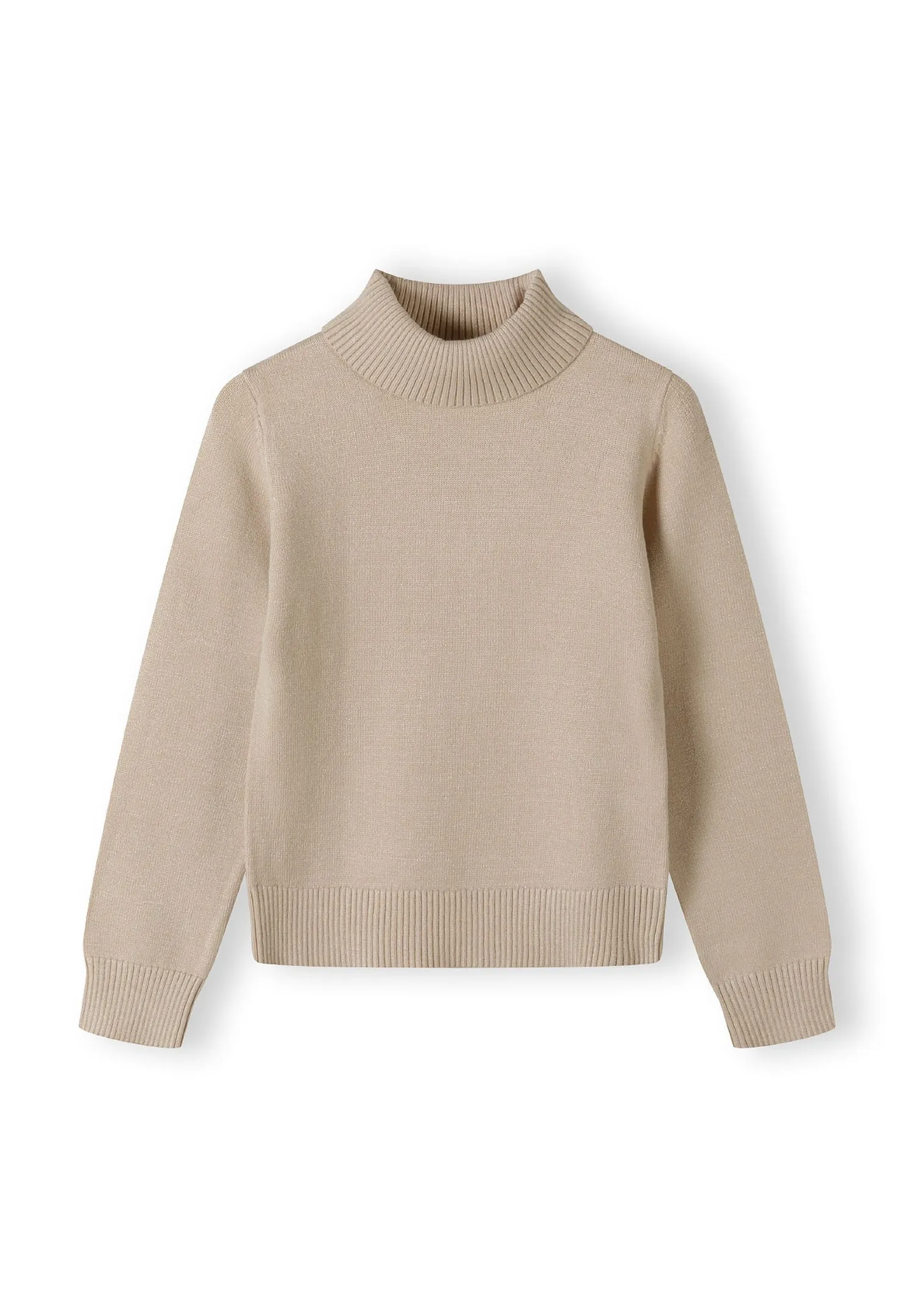 Minoti 43897 rullekravetrøje beige til piger rib