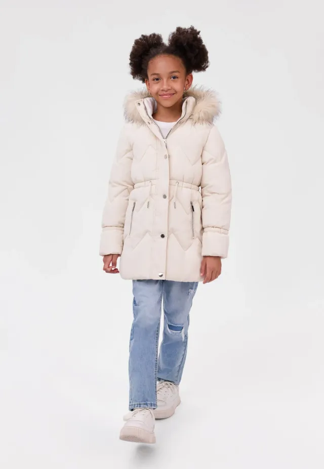 Minoti 45288 dynejakke pige beige quiltet hætte