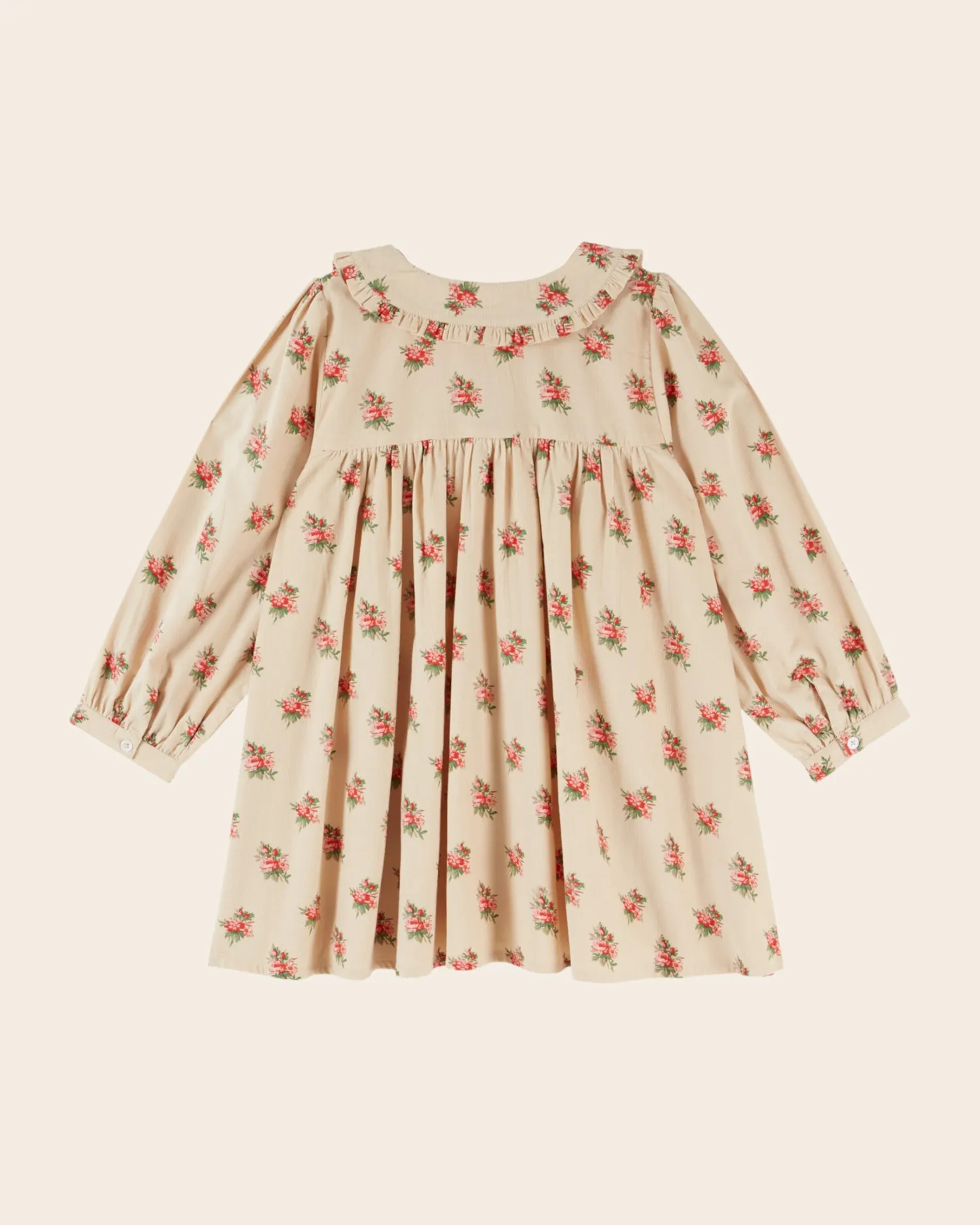 Emile et Ida blomstret velourkjole beige løs pige