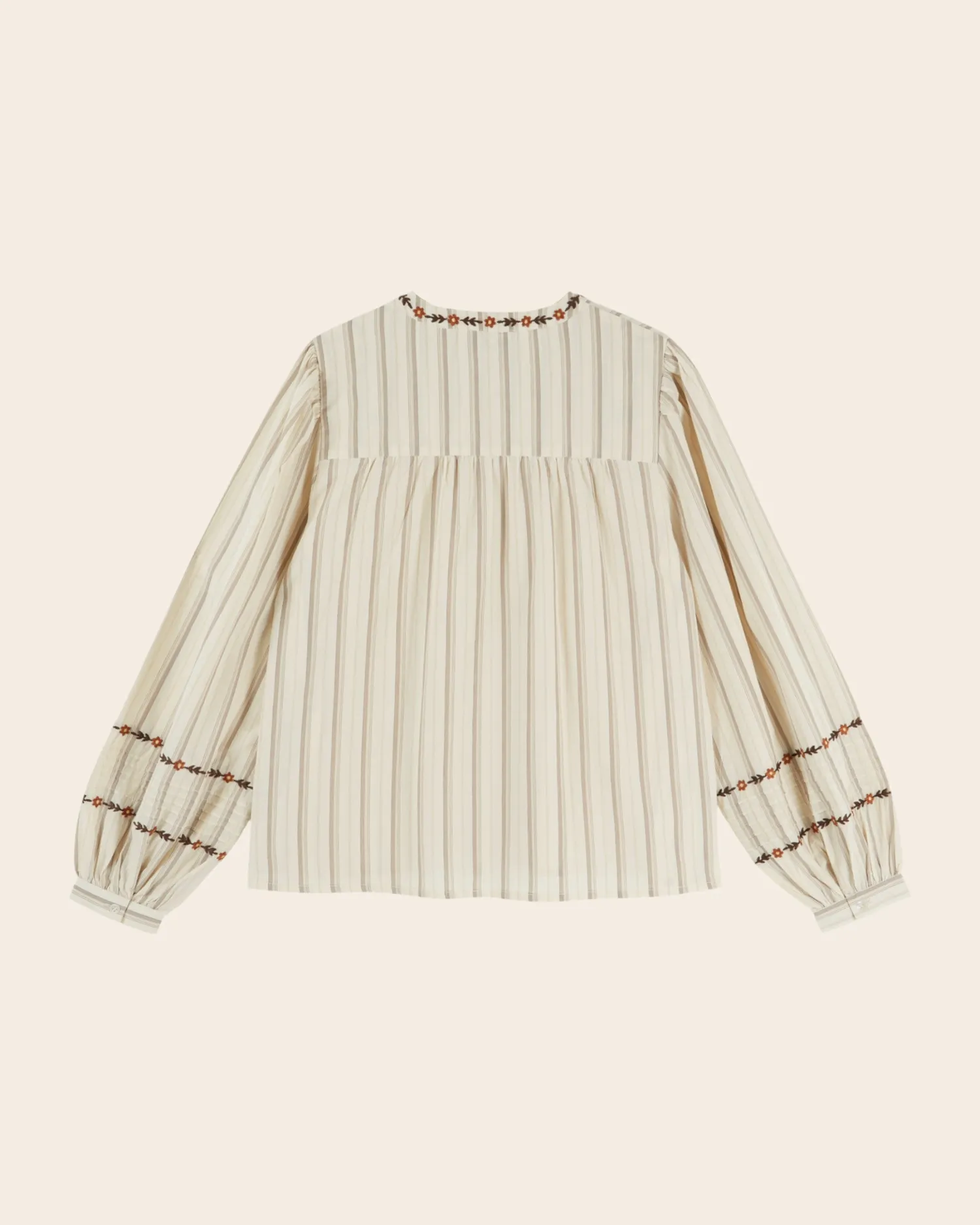 Emile et Ida Ellen bluse beige dame stribet