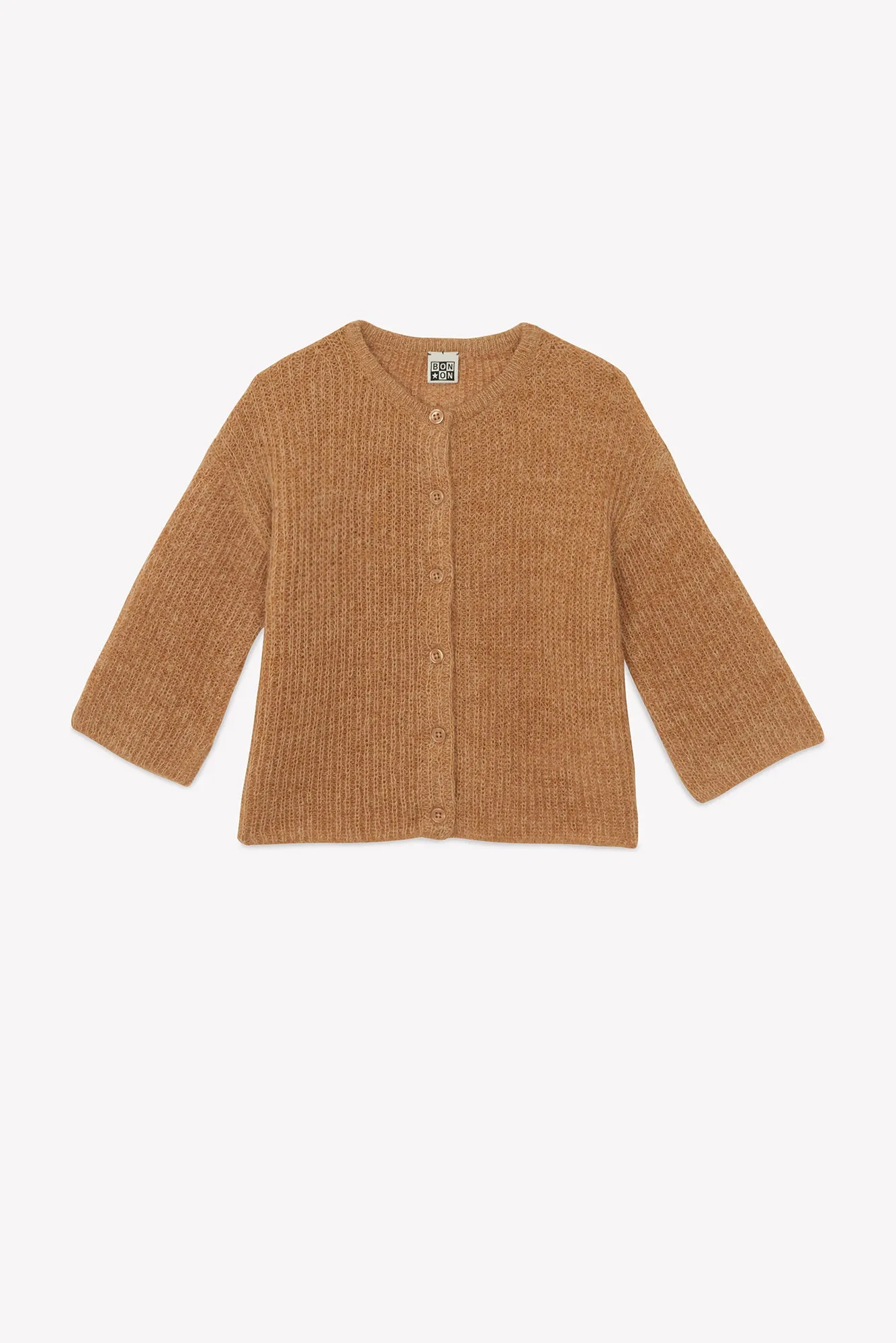 Bonton Lizbeth Barn cardigan brun ribstrik