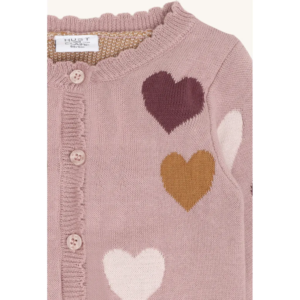 Hust & Claire HCCilja Lovely cardigan Heather hjerter