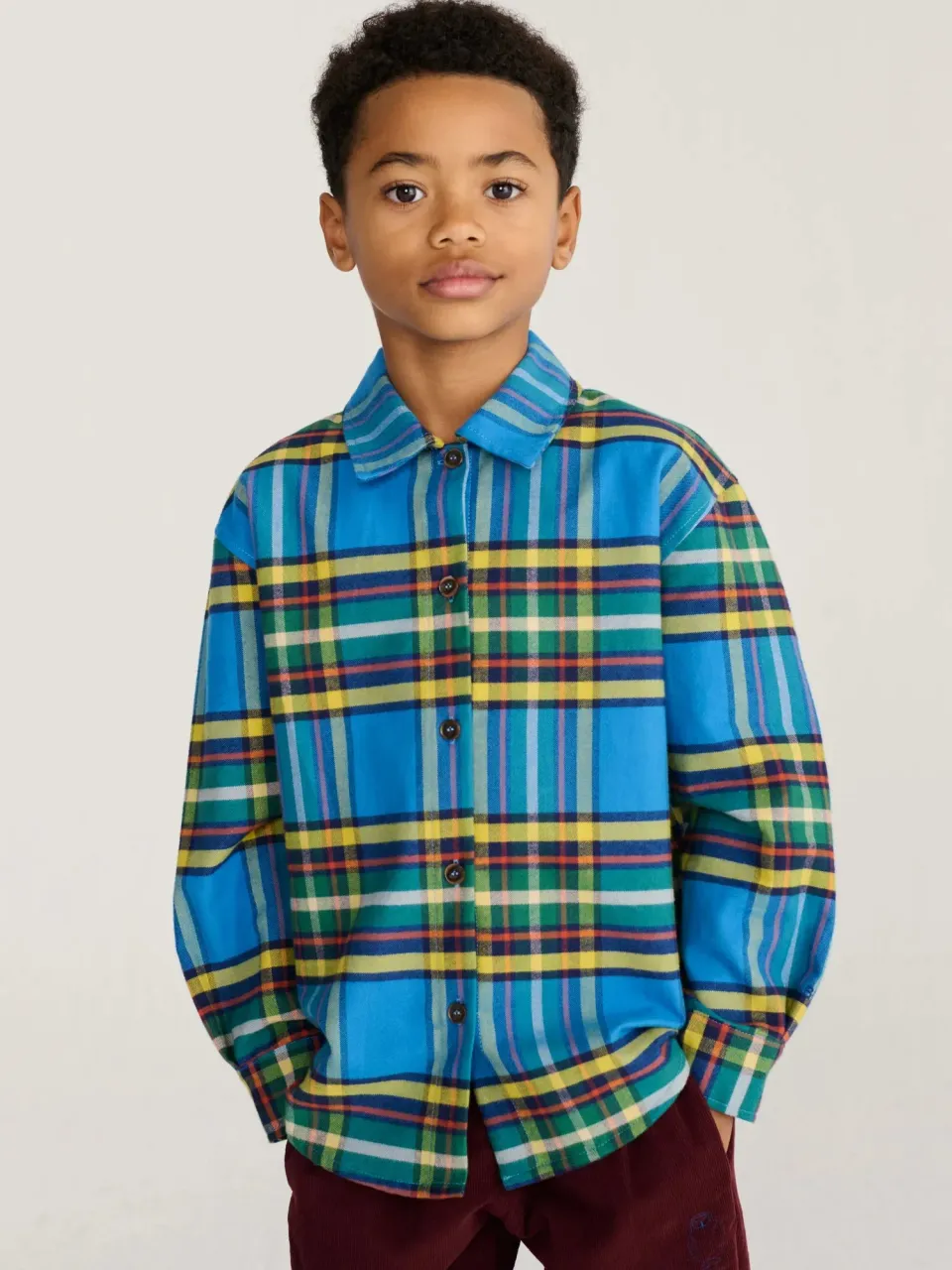 Bobo Choses Tartan All Over skjorte 2-3Y blå bomuld