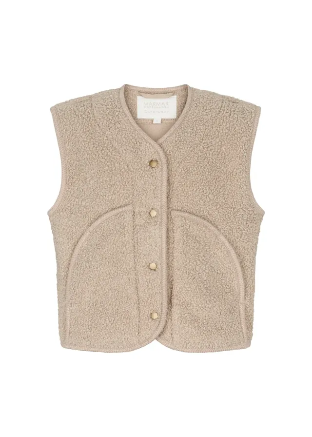 MarMar Jolly Waistcoat teddyvest Oyster Grey varm