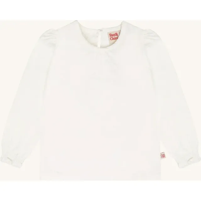 Hust & Claire Alma HCAlma Solid langærmet t-shirt Ivory økologisk