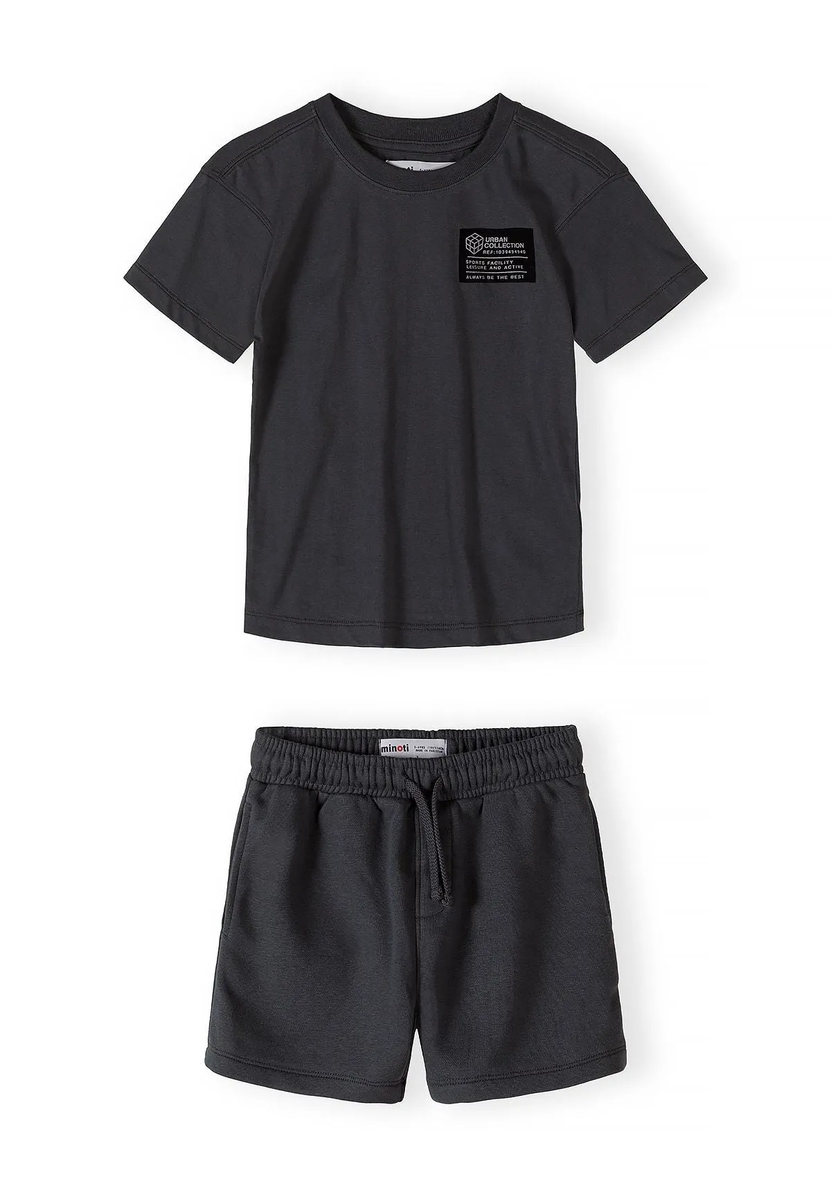 Minoti 42598 sæt grå t-shirt shorts bomuld