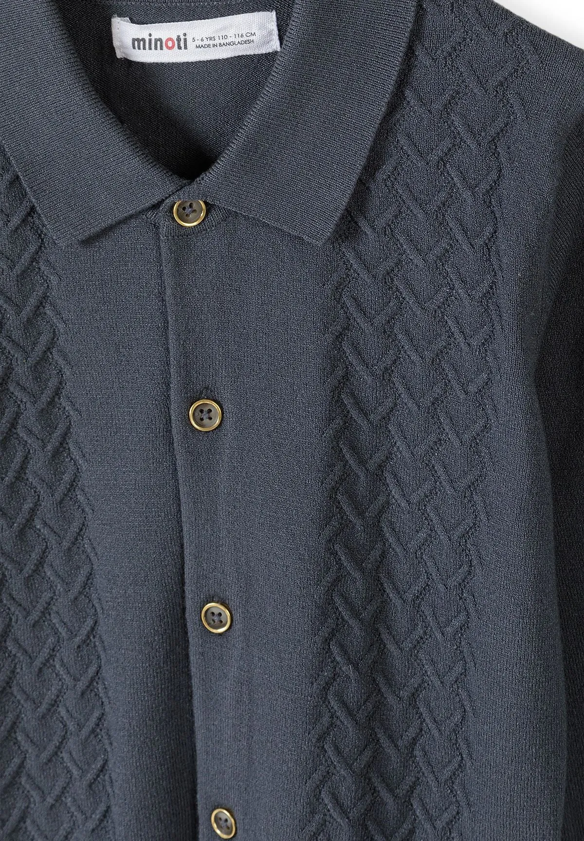 Minoti 45566 strikcardigan drenge grå tern knapper