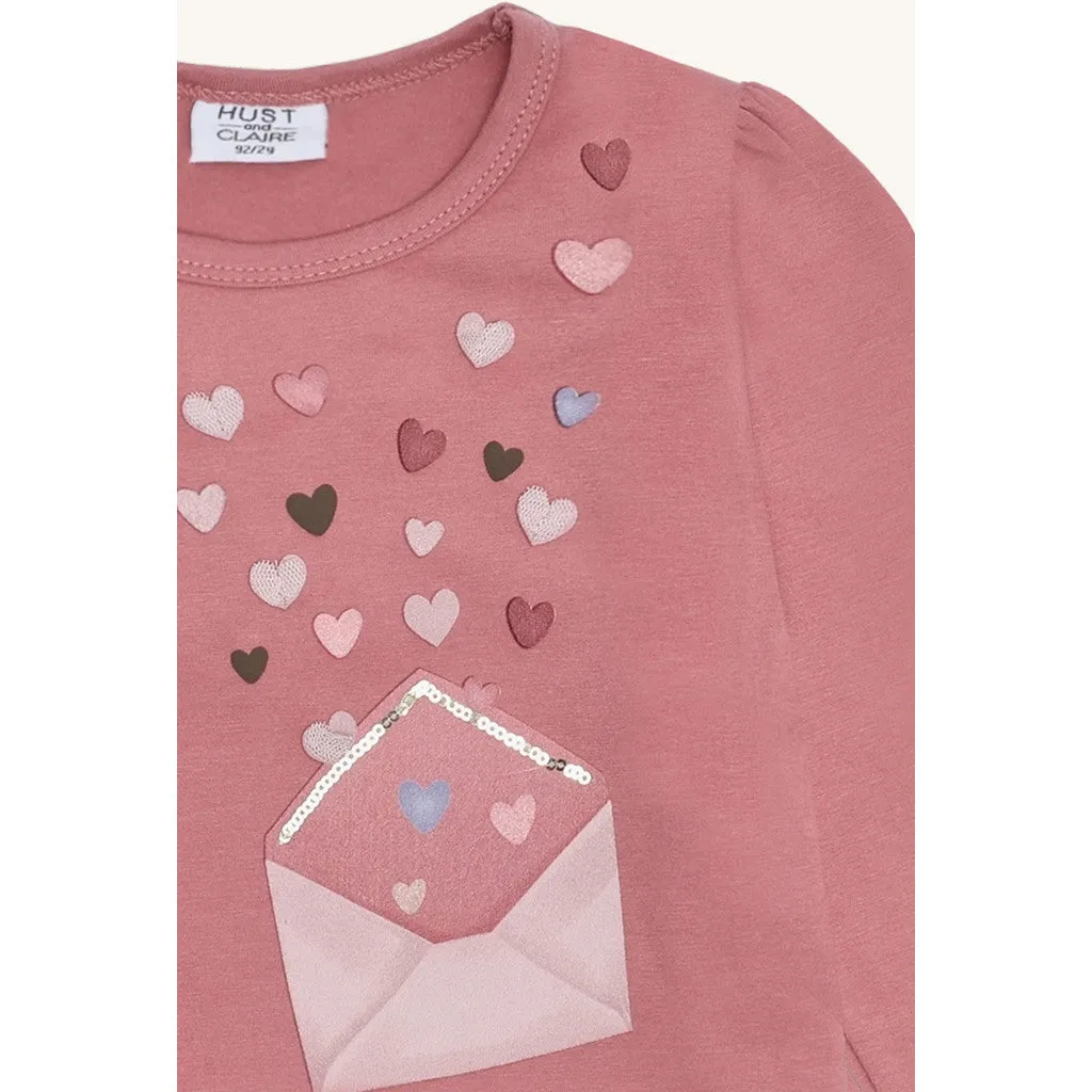 Hust & Claire Alma Heart Letter bluse dry rose