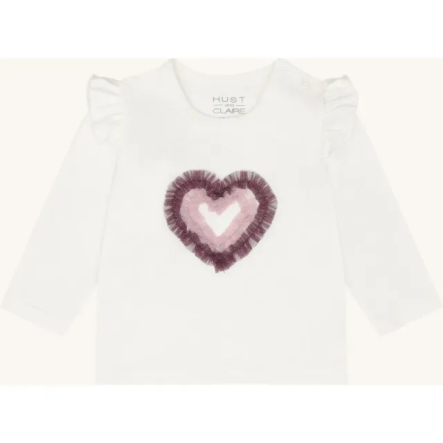 Hust & Claire Anna Heart bluse ivory hjerte langærmet