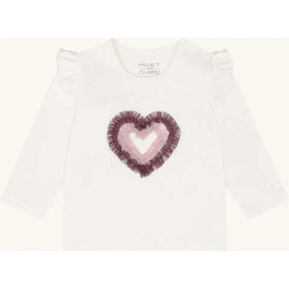 Hust & Claire Anna Heart bluse ivory hjerte langærmet