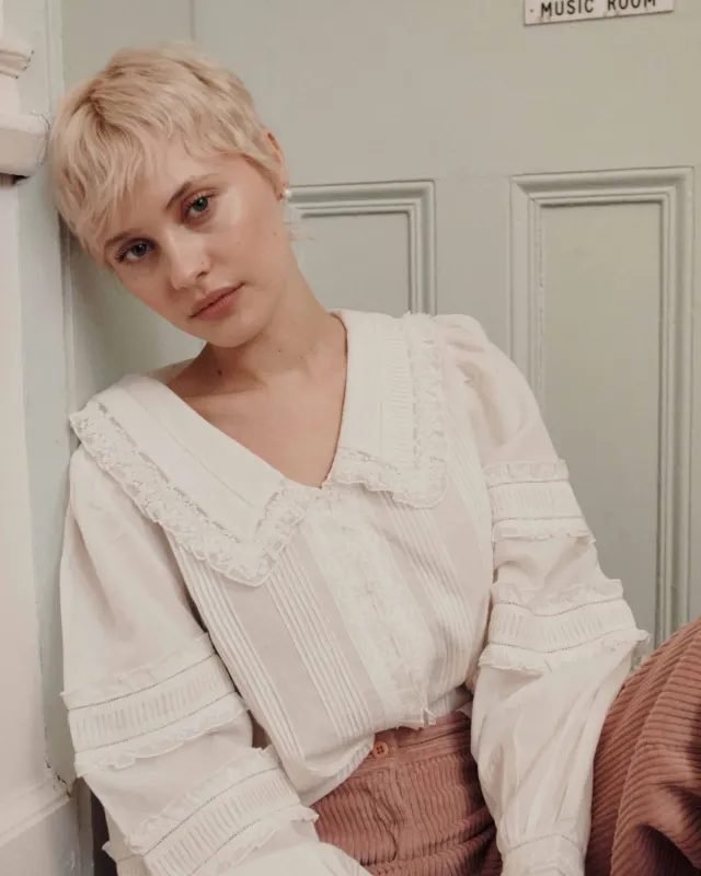 Emile et Ida Ecume bluse ecru blonde økobomuld