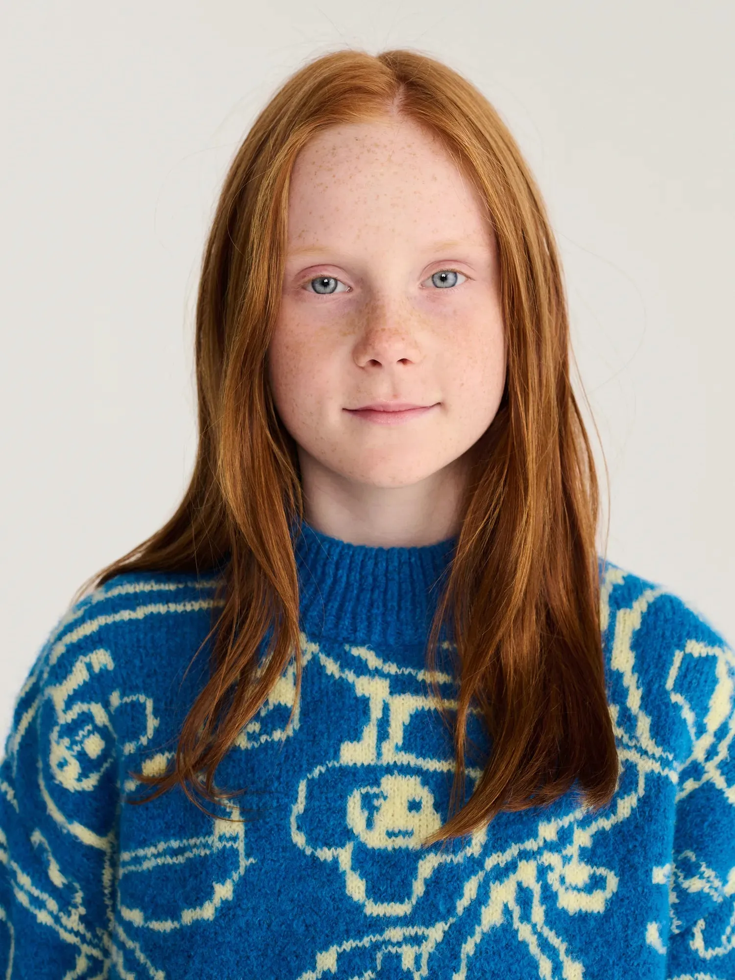 Bobo Choses Sketchy Flowers jumper blå uld