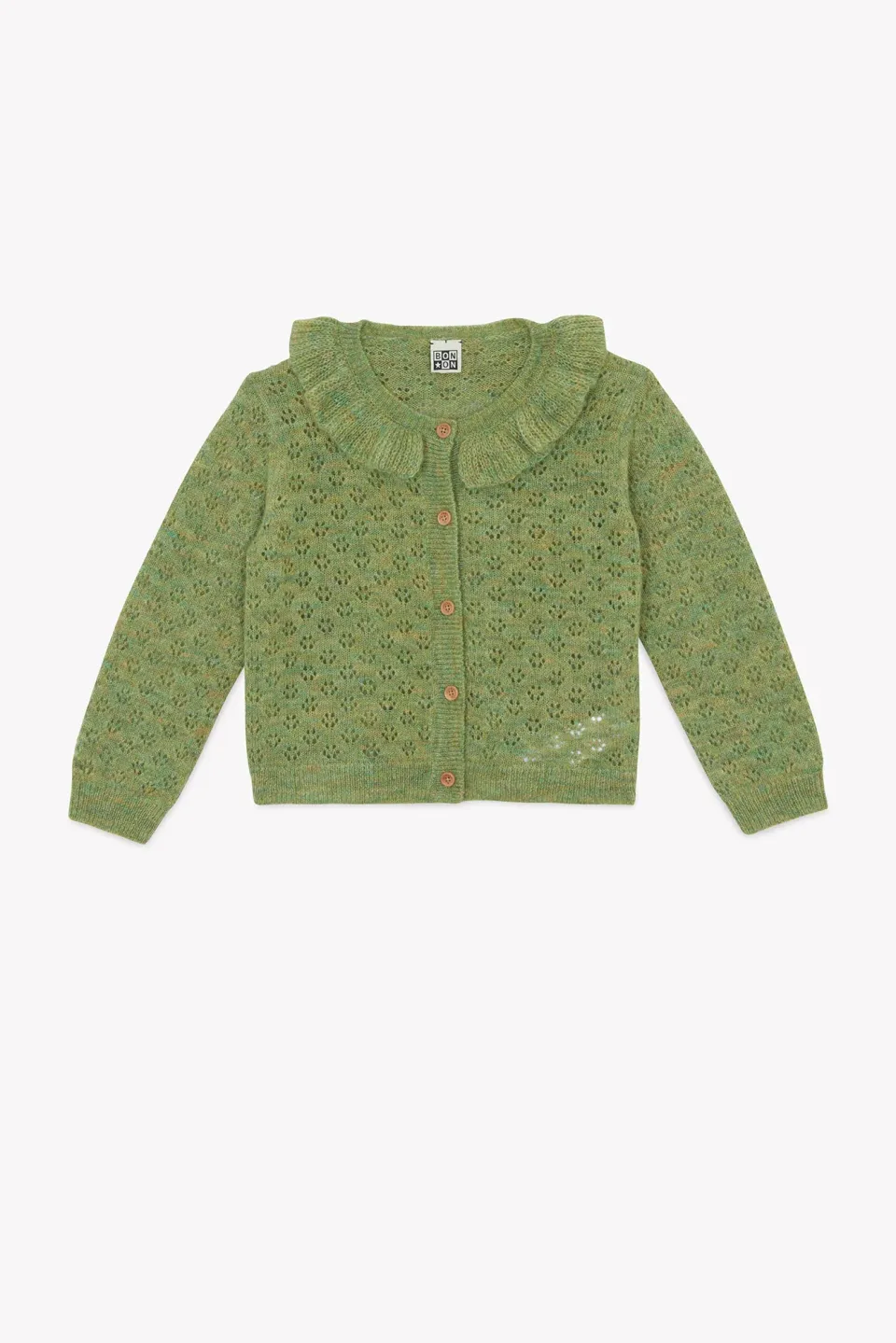 Bonton Corolle Vert Prairie cardigan grøn hjertemønster