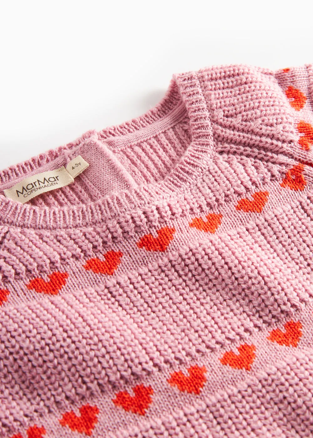 MarMar Daso strikkjole Soft Berry Hearts hjerter