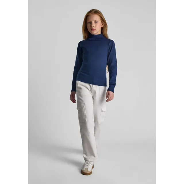 Minoti 43897 rullekravetrøje pige navy finstrik