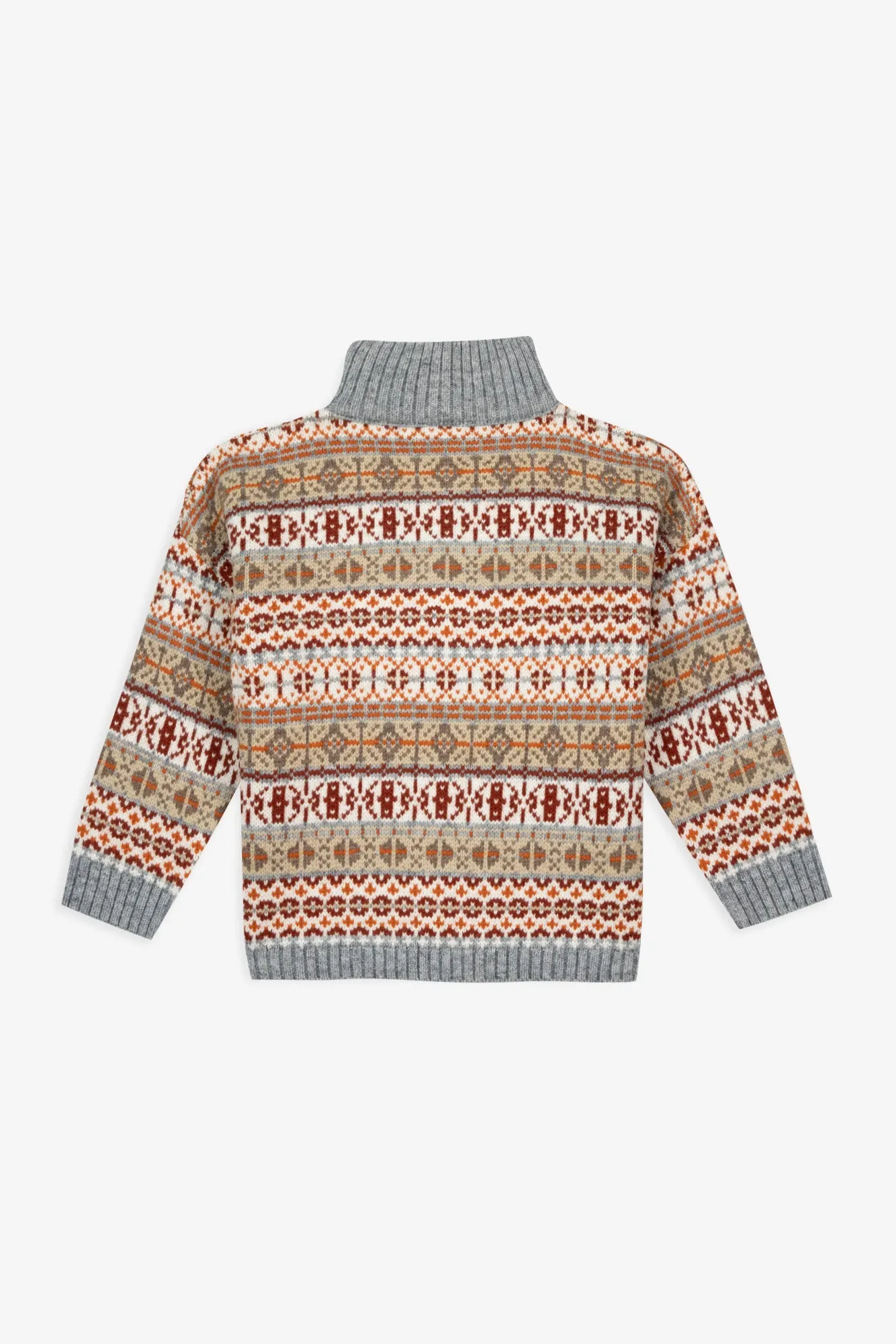 Bonton Leonard Chestnut uldtrøje brun lynlås