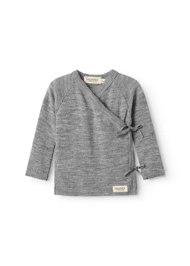 MarMar Tut Wrap LS bluse Grey Melange uld slå-om
