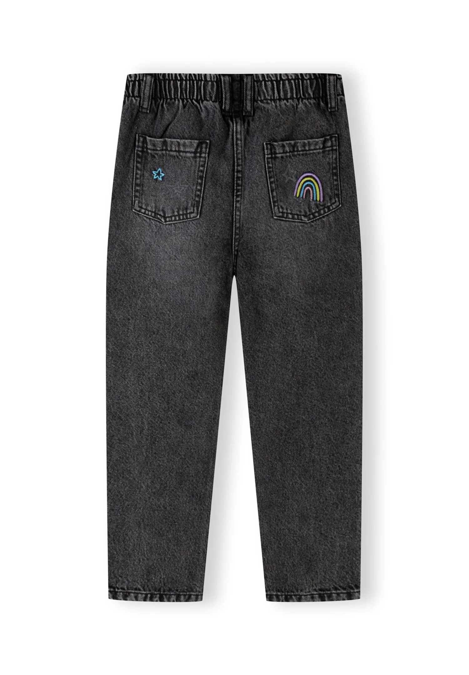 Minoti 43844 jeans sort broderi straight