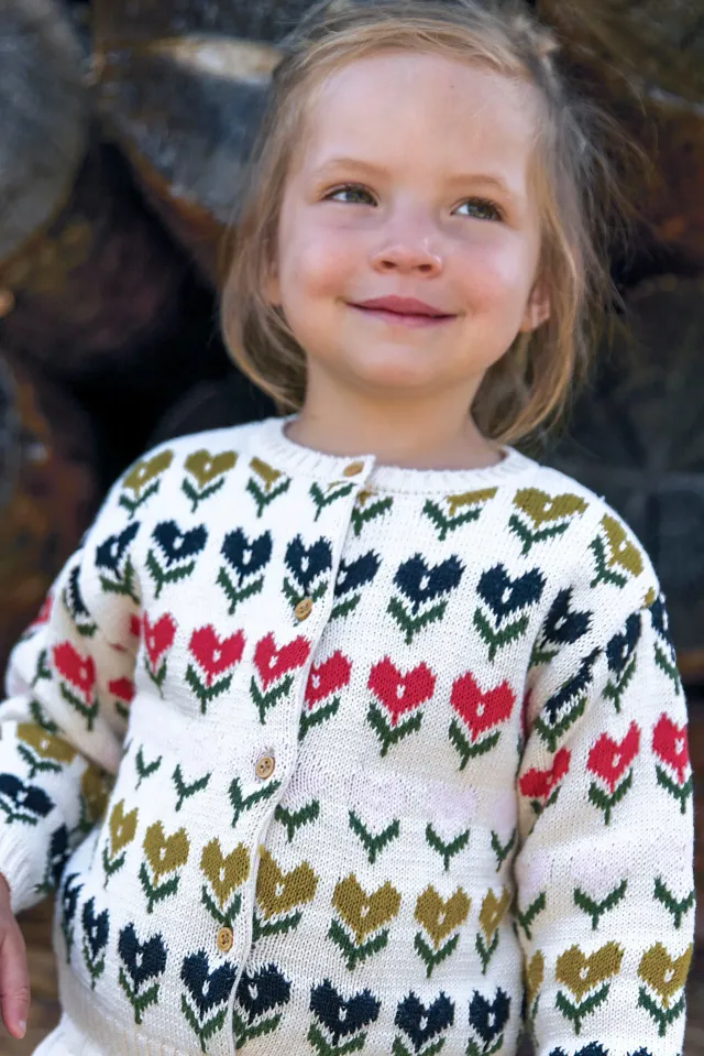 Bonton Maligne Mouton babycardigan ecru bomuld