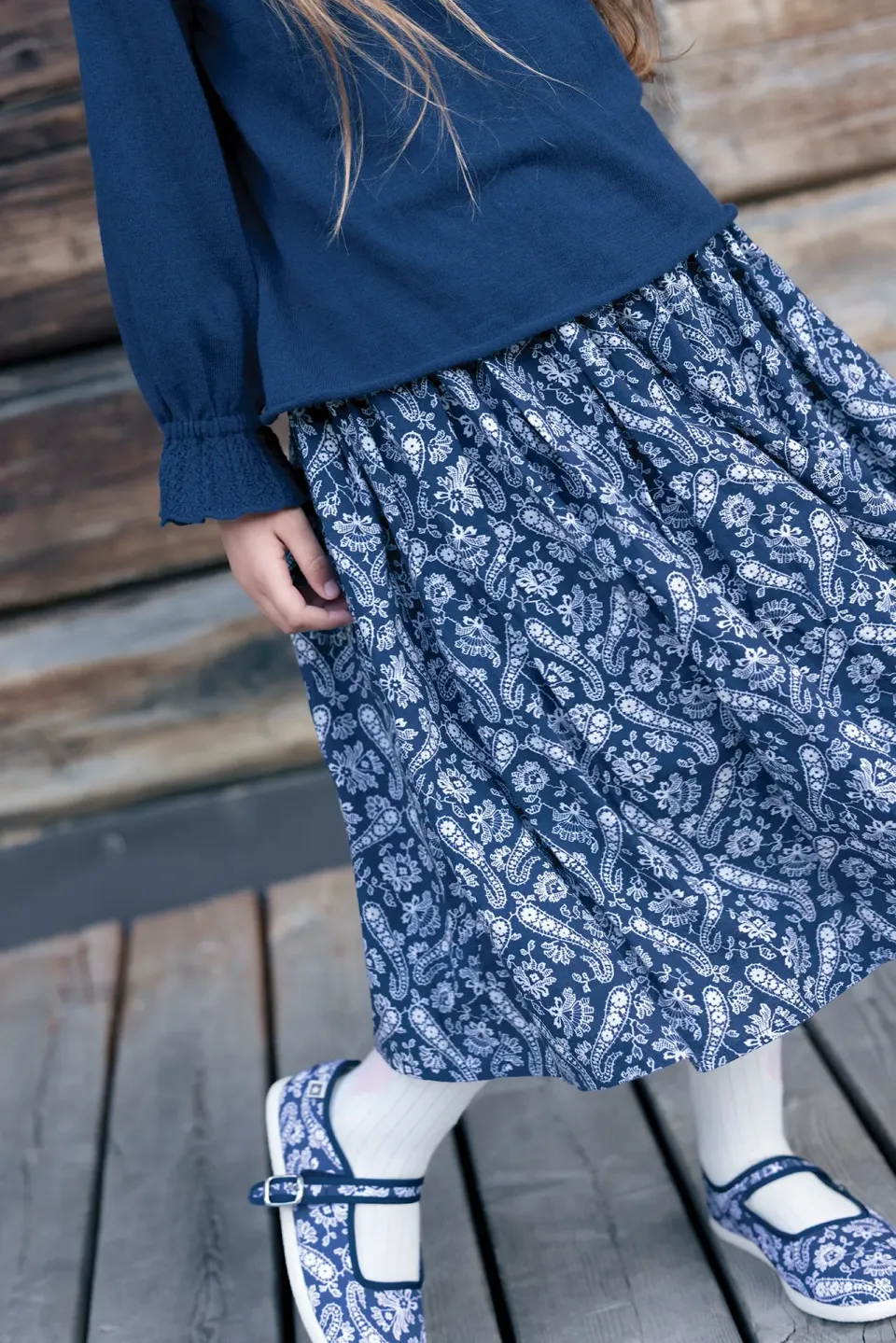 Bonton Mirabel nederdel blå bandana 6 år bomuld