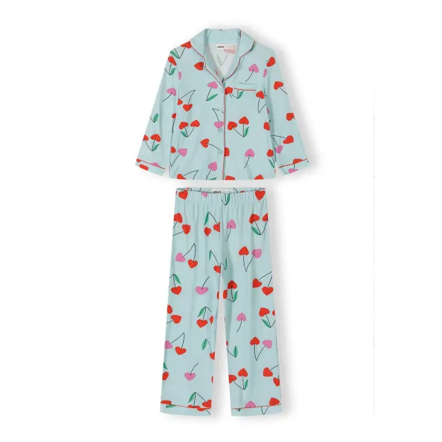Minoti 44904 pyjamas lyseblå kirsebær pige