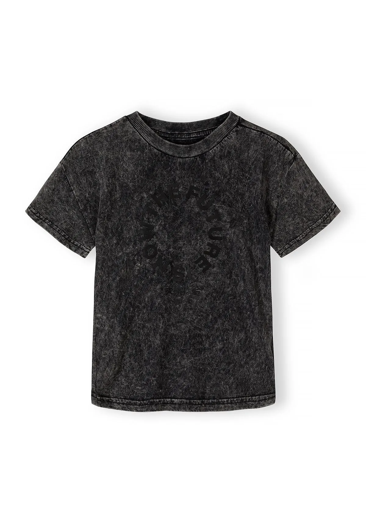 Minoti 44791 shorts-sæt grå acid-wash