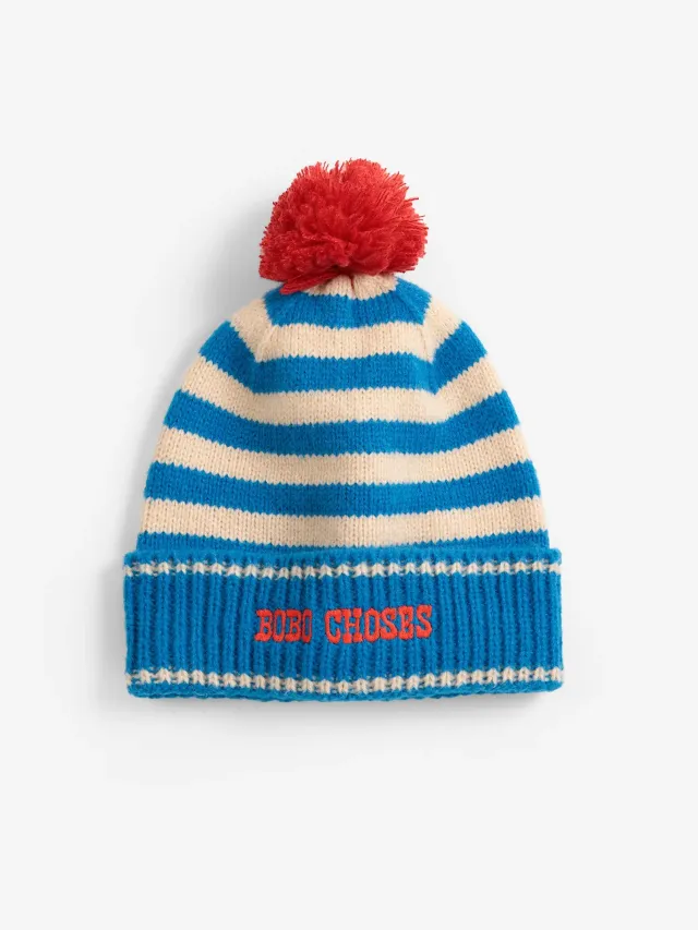 Bobo Choses Stripes strikket hue lyseblå genbrug